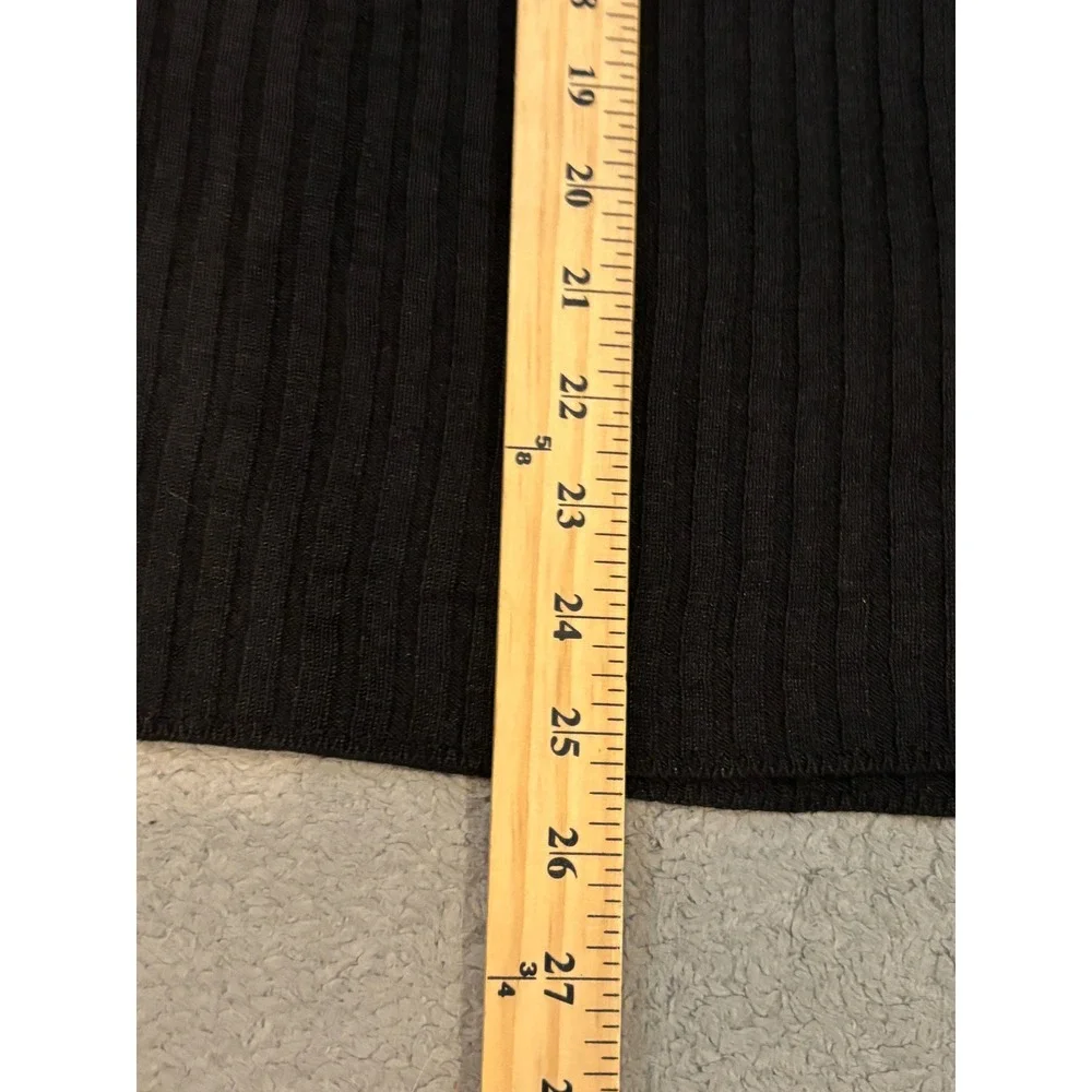 Silx 100% Silk Black Short Sleeve Turtleneck Ribbed Knit Sweater XL